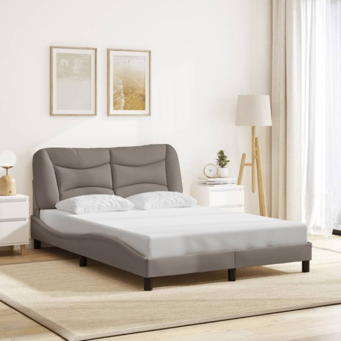 vidaXL Cadru de pat fără saltea, gri taupe, 140x190 cm, textil 3207769