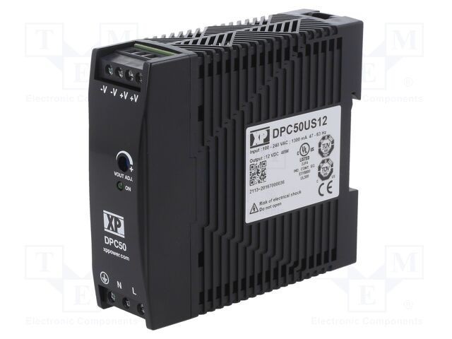 Alimentator pulsatoriu XP POWER 50W 12VDC pentru şină DIN