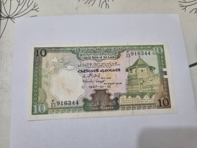 bancnota sri lanka 10 r 1987 foto