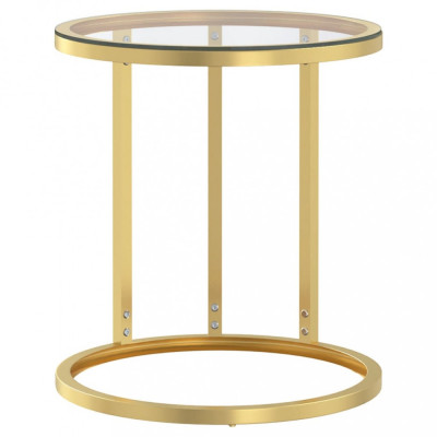 Masă laterală, auriu și transparent,45 cm, sticlă securizată foto