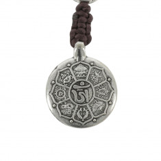 Amuleta cu cele 8 simboluri tibetane, dubla dorje si nodul mistic foto