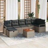 vidaXL Set de canapele pentru grădină cu pernă 8 pcs Gri Rattan poli