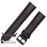 Curea piele compatibila Samsung Galaxy Watch8 40mm, Negru/Rosu