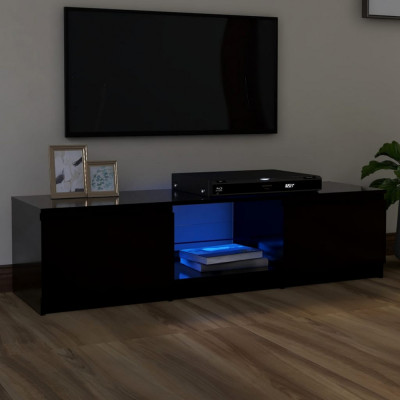 Comoda TV cu lumini LED, negru, 140x40x35,5 cm GartenMobel Dekor foto