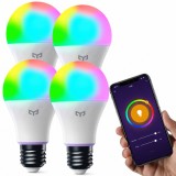 Cumpara ieftin Set 4 becuri LED inteligente RGB E27 A60, WiFi, 9W, 806 lm, lumina reglabila 2700-6500K, control prin aplicatie si comanda vocala