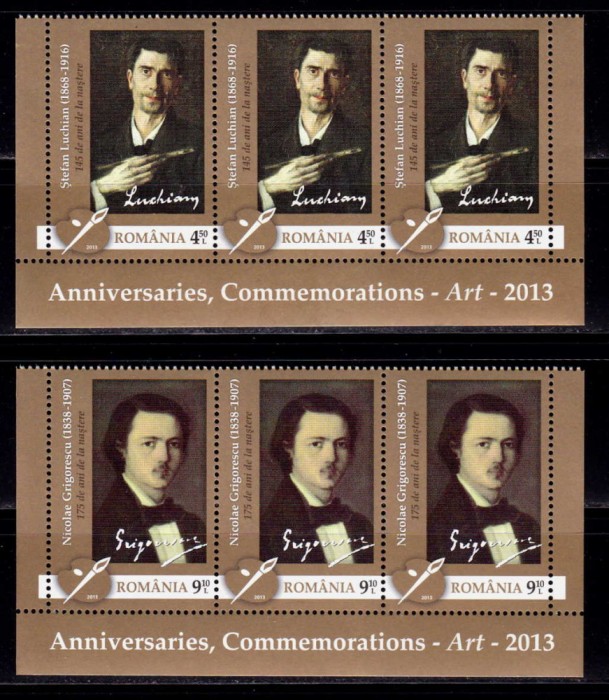 RO 2013 ,LP 1964 ,&quot; Arta-Aniversari , Comemorari&quot; , serie straif H de 3, MNH