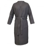 Halat de baie Waffle Pique unisex Homelevel, M, Gri, Bumbac organic, 54916.73.2