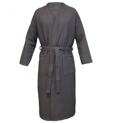 Halat de baie Waffle Pique unisex Homelevel, S, Gri, Bumbac organic, 54916.73.1 foto