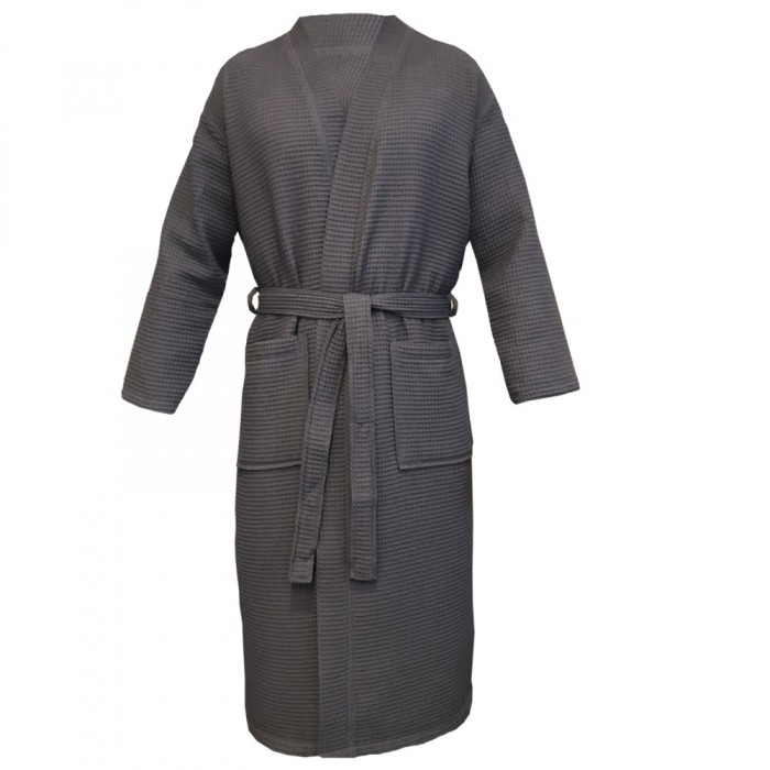 Halat de baie Waffle Pique unisex Homelevel, S, Gri, Bumbac organic, 54916.73.1