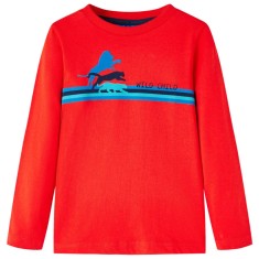 Tricou de copii cu m&acirc;neci lungi sălbatice roșu 104