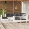 Set mobilier gradina cu perne, 9 piese, alb, lemn masiv pin GartenMobel Dekor, vidaXL