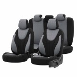 Set huse scaune auto Otom Ruby 1202 Grey/Black 3-ZIP, universale, cu cusatura Airbag certificata, pentru majoritatea masinilor