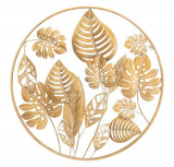 Decoratiune de perete Jungle Round, Mauro Ferretti, &Oslash; 80 cm, fier, auriu