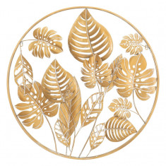 Decoratiune de perete Jungle Round, Mauro Ferretti, Ø 80 cm, fier, auriu