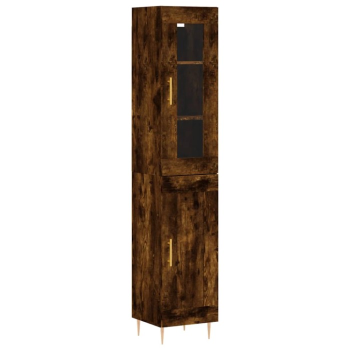Dulap inalt, stejar fumuriu, 34,5x34x180 cm, lemn prelucrat