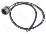 Conector 7/8 soclu mamă 3 pini IP67 drept cu cablu 0,5m LUTRONIC