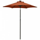 Umbrela de soare cu lumini LED, caramiziu, 200x211cm, aluminiu GartenMobel Dekor, vidaXL