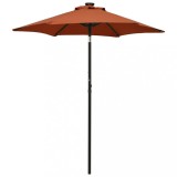 Cumpara ieftin Umbrelă de soare cu lumini LED, cărămiziu, 200x211 cm, aluminiu
