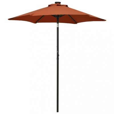 Umbrelă de soare cu lumini LED, cărămiziu, 200x211 cm, aluminiu foto