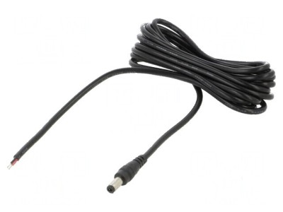 Cablu DC 5,5/2,1 mm 2x0,5mm2 negru 3m 20&amp;divide;80&amp;deg;C foto