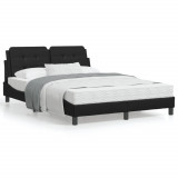 VidaXL Cadru de pat cu tăblie, negru, 140x190 cm, piele ecologică