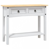 vidaXL Masă consolă, alb, 90 x 34,5 x 73 cm, pin mexican, gama Corona