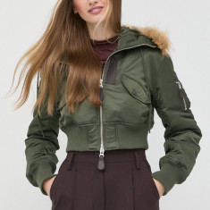 MAX&Co. geaca bomber femei, culoarea verde, de iarna, oversize