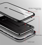 Husa cu Bumper din Aluminiu cu prindere Magnetica si spate din Sticla Temperata Securizata pentru iPhone X