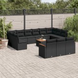 Cumpara ieftin Gossi set mobilier de gradina cu perne, 14 piese, negru, poliratan