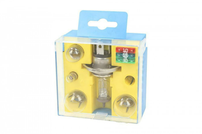 Set becuri auto HELLA 12V; kit: H4, P21W, P21/5W, R5W, T4W, 3 sigurante; 8GJ002525913