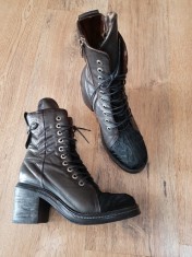 Superbe botine dama piele naturala fina+par ponei handmade calitate premium 37 foto