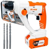 Ruris RMX1210 - Rotopercutor SDS-Plus cu 1 acumulator Li-Ion 20 V 4 Ah 1.5 J valiza plastic accesorii