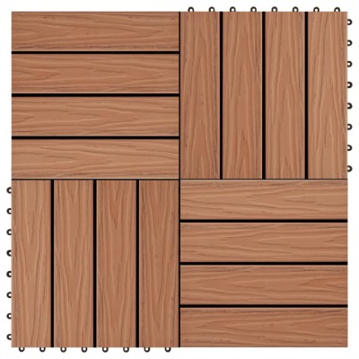 vidaXL Plăci podea &amp;icirc;n relief WPC, 11 buc, 30x30 cm, 1 mp, maro deschis foto