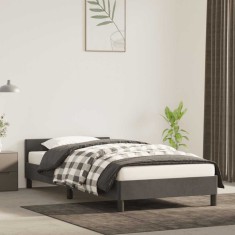 vidaXL Cadru de pat fără saltea, gri &icirc;nchis, 100x200 cm, catifea