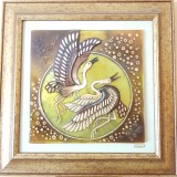 Tablou ORIGINAL Art Georgies &ndash; &bdquo;Cocori &icirc;n asfințit&rdquo; &ndash; fuziune sticlă