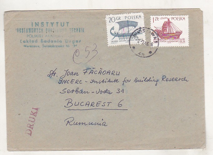 bnk fil Polonia - plic circulat spre Romania 1966