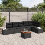 vidaXL Set canapea grădină 7 pcs Negru Poliratan &amp; Oţel
