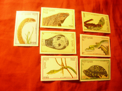 Serie Cambodgia 1988 Reptile , 7 valori foto