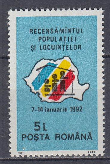 ROMANIA 1991 LP 1264 RECENSAMANTUL MNH