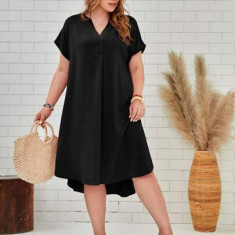 Rochie cu decolteu si maneca scurta, negru, dama, Shein