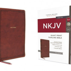 Nkjv, Thinline Bible, Giant Print, Leathersoft, Brown, Red Letter Edition, Comfort Print: Holy Bible, New King James Version