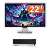 Pachet Calculator Second Hand HP ProDesk 800 G3 SFF, Intel Core i5-7500 3.40 - 3.80GHz, 16GB DDR4, 500GB SSD + 1TB HDD, DVD-ROM + Monitor 22&amp;quot; New