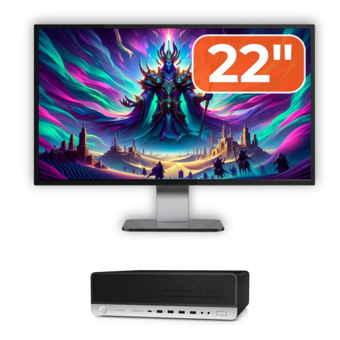 Pachet Calculator Second Hand HP ProDesk 800 G3 SFF, Intel Core i5-7500 3.40 - 3.80GHz, 16GB DDR4, 500GB SSD + 1TB HDD, DVD-ROM + Monitor 22&amp;quot; New