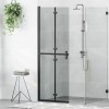 Perete Duș Walk-in Negru 70x190 cm Sticlă Securizată Transparentă &Icirc;nchisă Cabină Fixă Design Modern