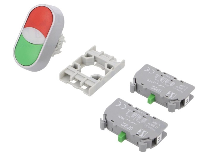Comutator dublu 22mm negru/verde