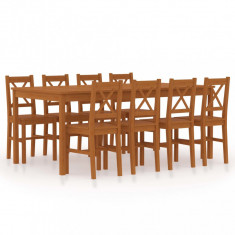 Set mobilier de bucatarie, 9 piese, maro miere, lemn de pin foto