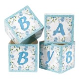 Cumpara ieftin Set 4 cutii pentru aranjamente florale baby shower, 18 x 18 x 18 cm, carton, multicolor