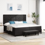 VidaXL Pat box spring cu saltea și bancă neagră 200x200 cm catifea