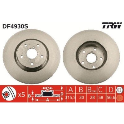 Set discuri frana Subaru Legacy 6 (Bn, Levorg, Outback (Bs), Outback (Bt), Tribeca (B9), 3.6 1 AWD (BNF), 1.6 AWD (VM4), 2.0 D AWD (BSD), 2.5 AWD (BS foto
