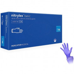 Set 100 bucati Manusi Nitrylex basic, Nitril, nepudrate, albastru inchis, marimea XL